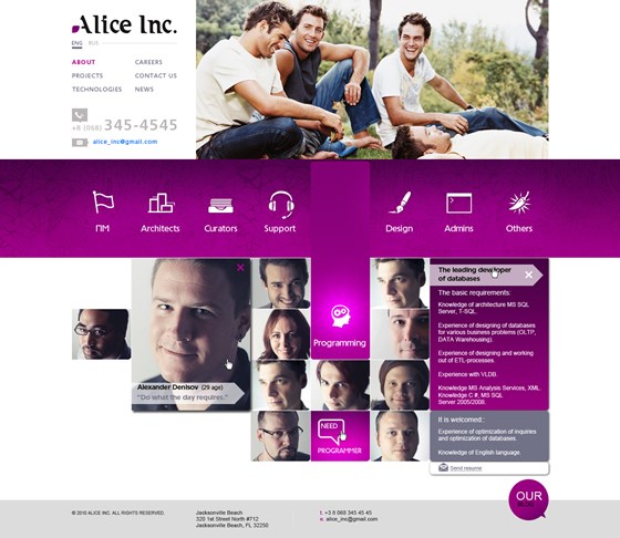 Custom Website Design : Alice Inc. - Corporate Website Design by Dezayo