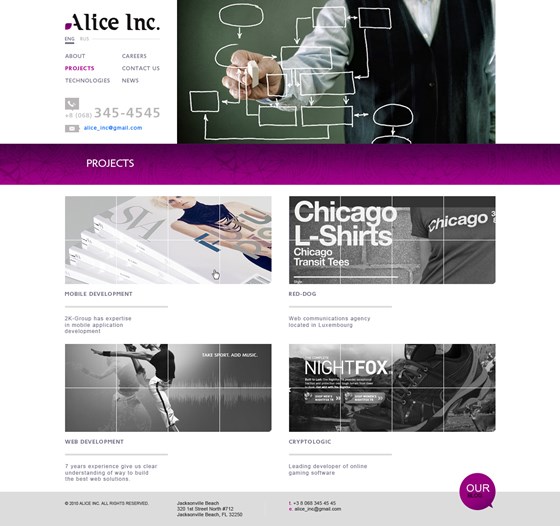 Custom Website Design : Alice Inc. - Corporate Website Design by Dezayo