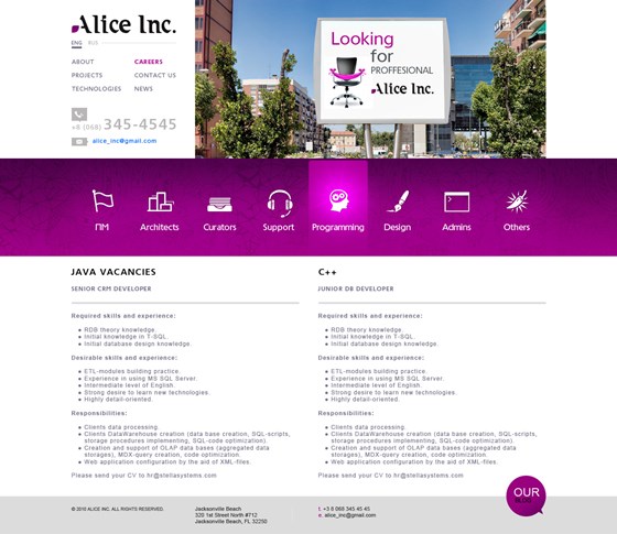 Custom Website Design : Alice Inc. - Corporate Website Design by Dezayo